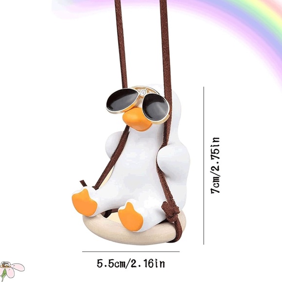 NEW| Adorable Unique Swinging White Duck With Sunglasses Car Hanging Pendant - Picture 7 of 9